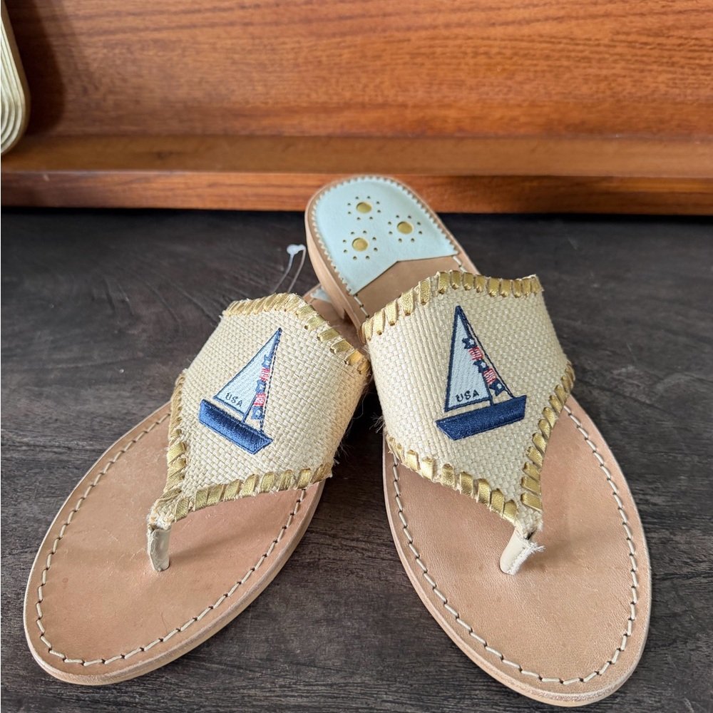 Jack Rogers Raffia Sailboat Sandals Size 8M